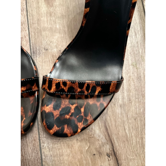 NEW Women's Nine West Leopard Print Ankle Strap Heels Size 11 Brown Black - Picture 8 of 11